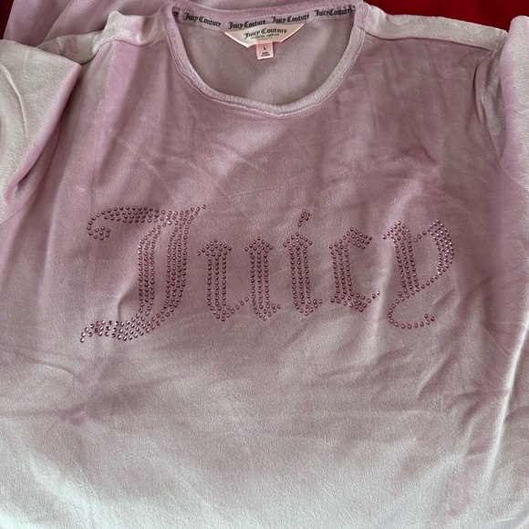 Juicy Couture Loungewear Amethyst Velour Long Sleeve Top & Wide Pants sz large - Picture 7 of 13